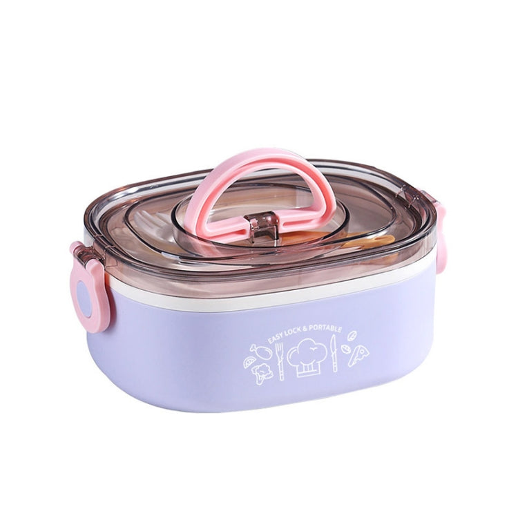 Large Capacity Oval Divided Portable Office Insulation Lunch Box, 600ml (Stainless Blue), 600ml (Stainless Yellow), 600ml (Stainless Purple), 1.2L (Stainless Blue), 1.2L (Stainless Yellow), 1.2L (Stainless Purple), 600ml (Plastic Blue)�����������������...
