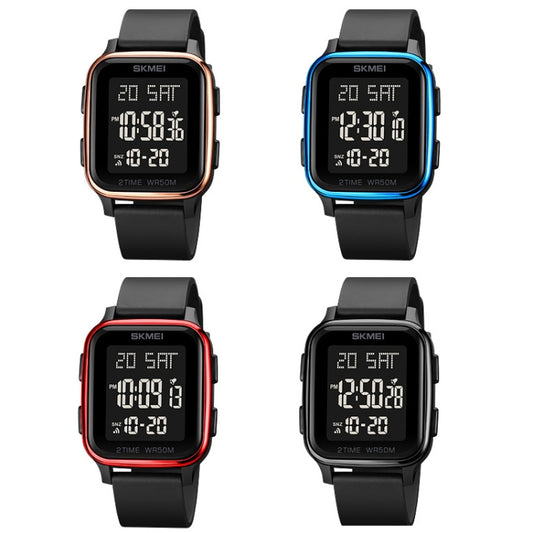 SKMEI 1858 Square Waterproof Digital Dual Display LED Luminous Watch