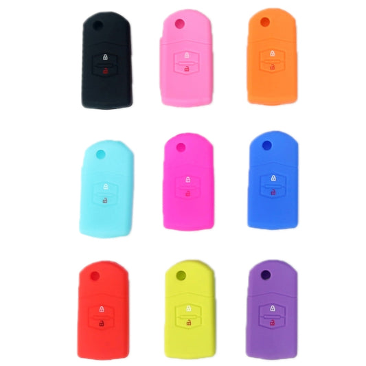For Mazda M6/CX-5 2pcs Remote Control Folding 2 Button Silicone Case, Black, Red, Rose Red, Pink, Orange, Sea Blue, Purple, Luminous Blue, Apple Green