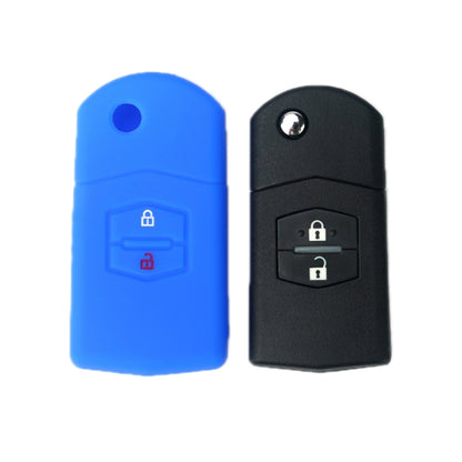 For Mazda M6/CX-5 2pcs Remote Control Folding 2 Button Silicone Case, Black, Red, Rose Red, Pink, Orange, Sea Blue, Purple, Luminous Blue, Apple Green