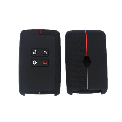 For Renault Koleos/Megane 2pcs 4 Button Honeycomb Pattern Silicone Key Cover, Black Red Line, Red White Line, Sea Blue Black Line, Dark Gray Black Line, White Black Line, Black Blue Line, Black White Line