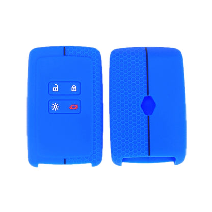 For Renault Koleos/Megane 2pcs 4 Button Honeycomb Pattern Silicone Key Cover, Black Red Line, Red White Line, Sea Blue Black Line, Dark Gray Black Line, White Black Line, Black Blue Line, Black White Line