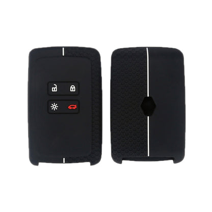 For Renault Koleos/Megane 2pcs 4 Button Honeycomb Pattern Silicone Key Cover, Black Red Line, Red White Line, Sea Blue Black Line, Dark Gray Black Line, White Black Line, Black Blue Line, Black White Line