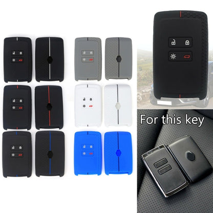 For Renault Koleos/Megane 2pcs 4 Button Honeycomb Pattern Silicone Key Cover, Black Red Line, Red White Line, Sea Blue Black Line, Dark Gray Black Line, White Black Line, Black Blue Line, Black White Line