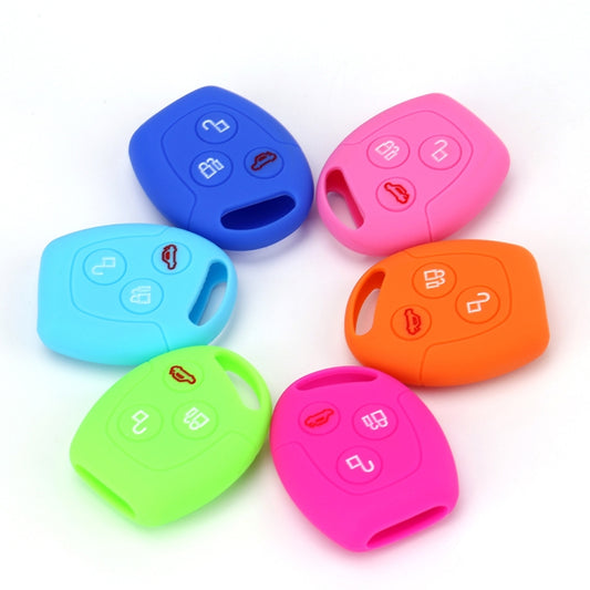 For Ford Transit/Focus 2pcs 3-Button Silicone Key Protector, Rose Red, Pink, Orange, Sea ??Blue, Sky Blue, New Green