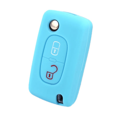 2pcs Car Key Cover for Peugeot 206/2074008/3008 Citroen Sega/Triumph/C5, Black, Red, Pink, Rose Red, Blue, Sea Blue, Orange, Apple Green, New Green, White Gray, Luminous Green, Luminous Blue, Yellow, Blue Gray