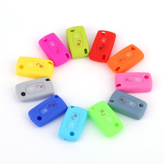 2pcs Car Key Cover for Peugeot 206/2074008/3008 Citroen Sega/Triumph/C5, Black, Red, Pink, Rose Red, Blue, Sea Blue, Orange, Apple Green, New Green, White Gray, Luminous Green, Luminous Blue, Yellow, Blue Gray