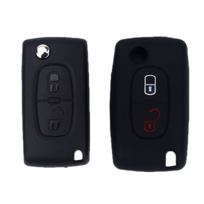 2pcs Car Key Cover for Peugeot 206/2074008/3008 Citroen Sega/Triumph/C5, Black, Red, Pink, Rose Red, Blue, Sea Blue, Orange, Apple Green, New Green, White Gray, Luminous Green, Luminous Blue, Yellow, Blue Gray