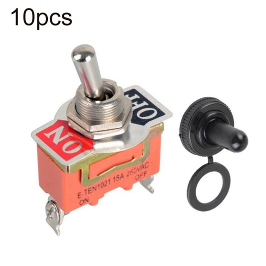 10pcs E-TEN1021 2-speed Waterproof Rocker Toggle Switch, E-TEN1021 Orange, E-TEN1021 Black
