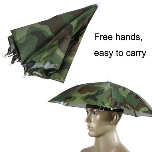 JJ11217 Headband Fishing Umbrella Headband 30CM Camouflage Silver Rubber Hat Umbrella, 30 Camouflage