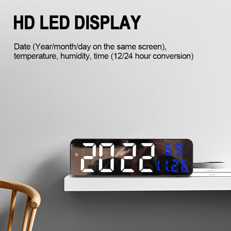 671 ساعة منبه رقمية مزودة بشاشة مرآة LED، قابلة للتوصيل بمنفذ USB/بطارية، ثنائية الاستخدام مع شاشة عرض لدرجة الحرارة/الرطوبة، 671 (أسود، أبيض، أزرق)، 671 (أسود، أبيض، أخضر)، 671 (أسود، أبيض، أحمر)