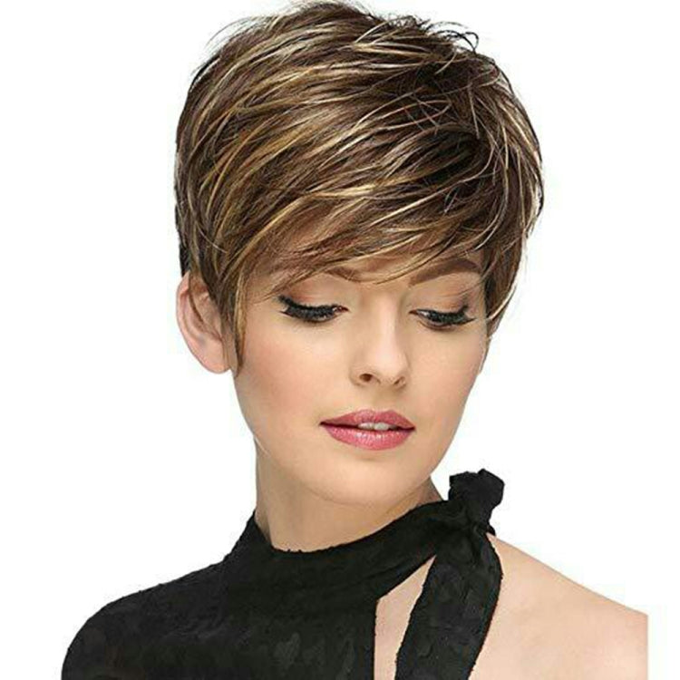 WIG-305 Female High Temperature Silk Wig Oblique Bangs Short Hair Chemical FiberHeadgear, WIG-305