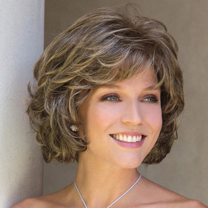 Ladies Short Curly Hair High Temperature Silk Chemical Fiber Wig Headgear, Wig-449, Wig-450