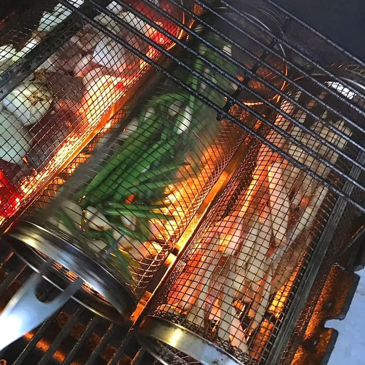 Outdoor Stainless Steel Barbecue Cage BBQ Round Mesh Tube