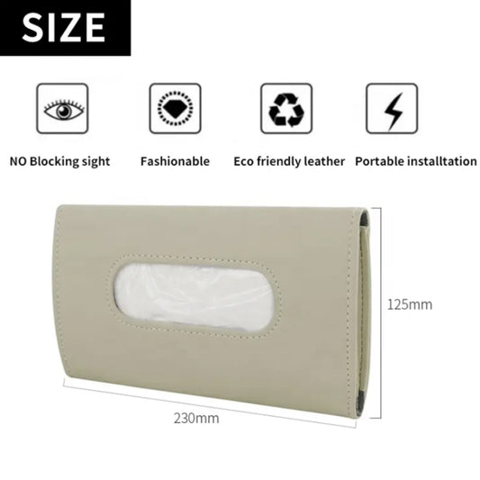 Car Sun Visor Tissue Holder Leather Hanging Storage Box