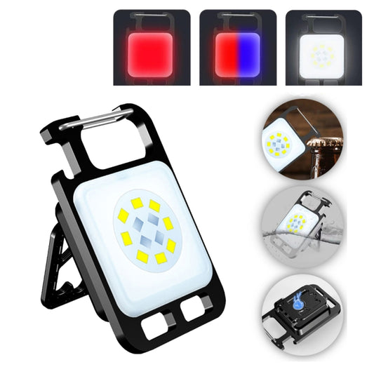 Key Chain Light Magnetic Suction Work Light Rechargeable Flashlight For Outdoor Camping, White