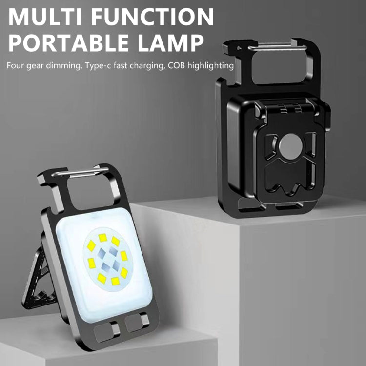 Key Chain Light Magnetic Suction Work Light Rechargeable Flashlight For Outdoor Camping, White
