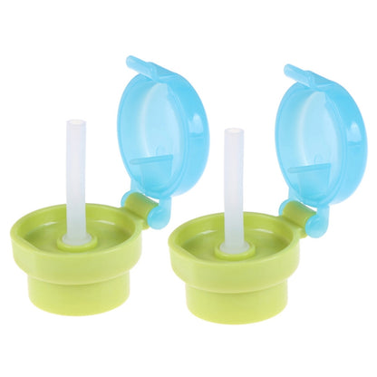 2pcs CJ07205 Baby Straw Lids Portable Drinking Straw Lids for Children, 2pcs Green, 2pcs Pink