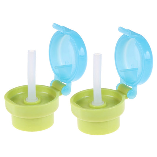 2pcs CJ07205 Baby Straw Lids Portable Drinking Straw Lids for Children, 2pcs Green, 2pcs Pink