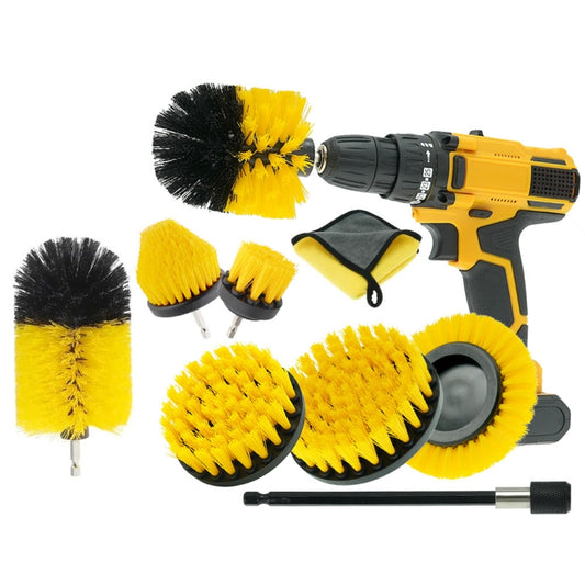 WRS-DS19 9 in 1 Electric Drill Crevice Cleaning Brushes Car Wash Tools Set, 9 in 1
