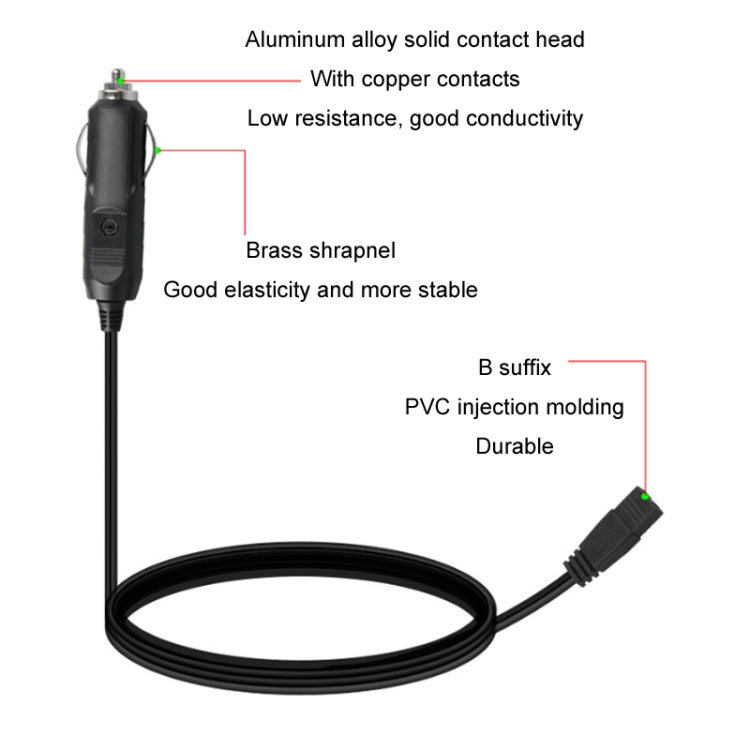 12V/24V Car Refrigerator Cable B Suffix Cigarette Lighter Plug Power Cord, Length:, 1m Without Switch, 1m With Switch, 2m Without Switch, 2m With Switch, 3m Without Switch, 3m With Switch, 4m Without Switch, 4m With Switch, 5m Without Switch�����������...