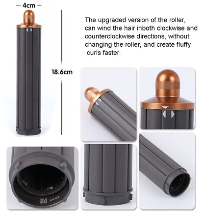 For Dyson Airwrap Hair Dryer i.d. / HS01 / HS05 / HD08 18.6 x 4cm Upgraded Long Curling Barrels Nozzle With Long Adapter Golden