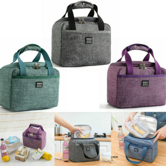 Portable Lunch Bag Thermal Insulated Lunch Box Tote Cooler Handbag, 24  x 17 x 14cm