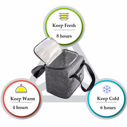 Portable Lunch Bag Thermal Insulated Lunch Box Tote Cooler Handbag, 24  x 17 x 14cm