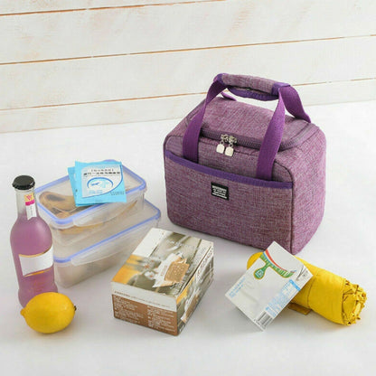 Portable Lunch Bag Thermal Insulated Lunch Box Tote Cooler Handbag, 24  x 17 x 14cm