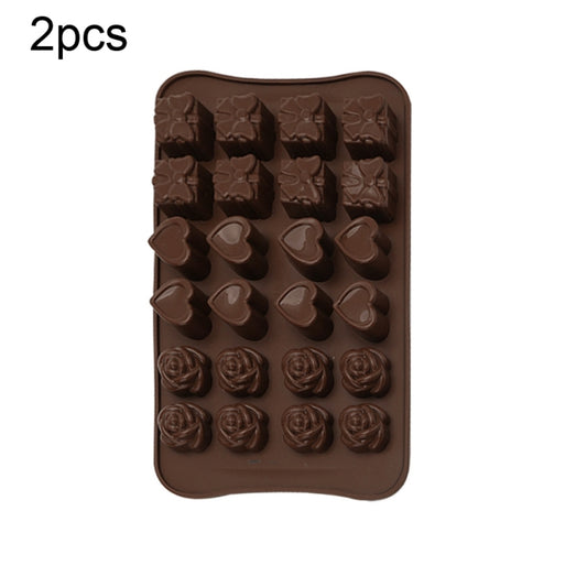 2pcs Silicone Chocolate Mold Jelly Christmas Candy Cake Mould, Style:, Gift Box, Shell, Star, Heart To Heart