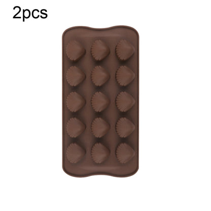 2pcs Silicone Chocolate Mold Jelly Christmas Candy Cake Mould, Style:, Gift Box, Shell, Star, Heart To Heart