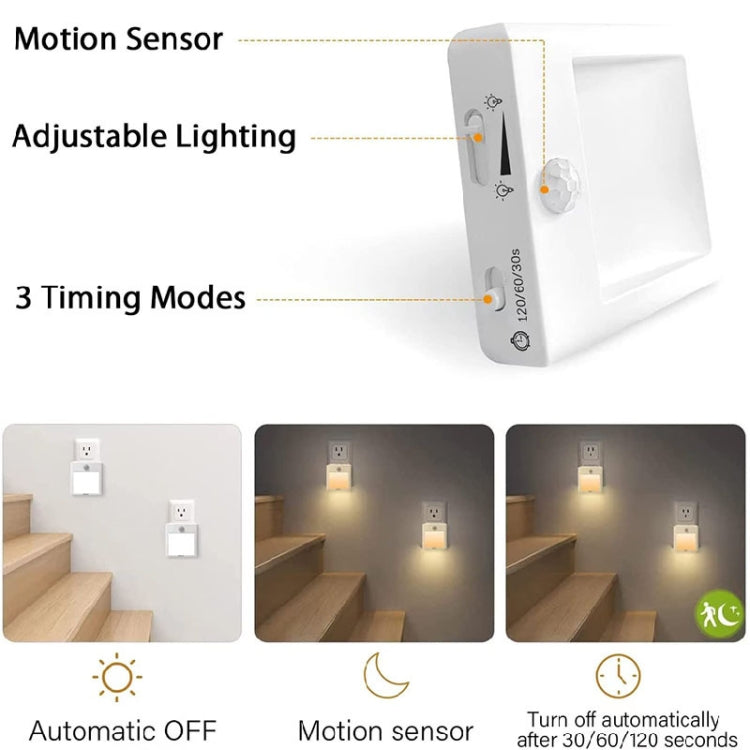 NL2101 Motion Sensor LED Night Light AC Plug Dimming Sleep Lights,Spec:, NL2101 Warm EU Plug, NL2101 Warm and White EU Plug, NL2101 Warm US Plug, NL2101 Warm and White US Plug, NL2101 Warm UK Plug, NL2101 Warm and White UK Plug