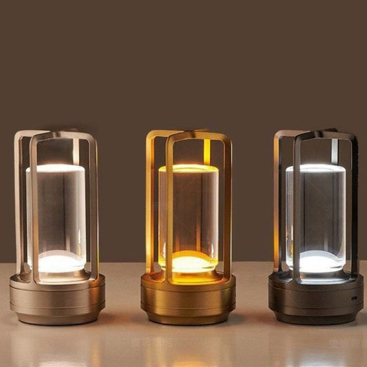 Vintage All Aluminum Cross Table Lamp Hotel Portable Outdoor Camping Touch Night Light