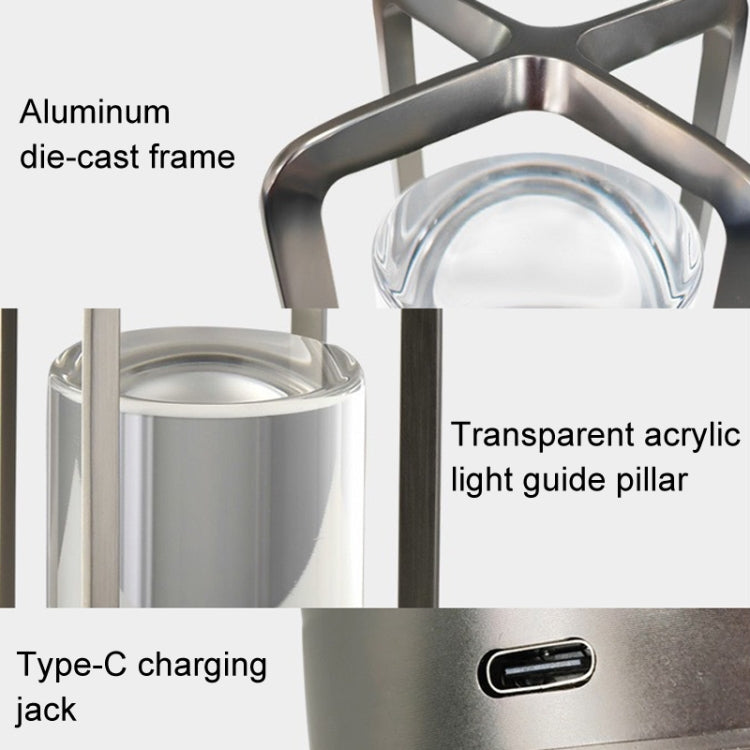 Vintage All Aluminum Cross Table Lamp Hotel Portable Outdoor Camping Touch Night Light
