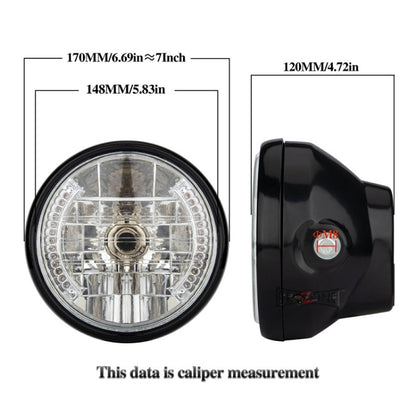 Motorcycle 7 Inch LED Headlamp Angel Ring Steering Function With Bracket, PE-D7inS01TZ 28-36MM, PE-D7inS01TZ 35-43MM