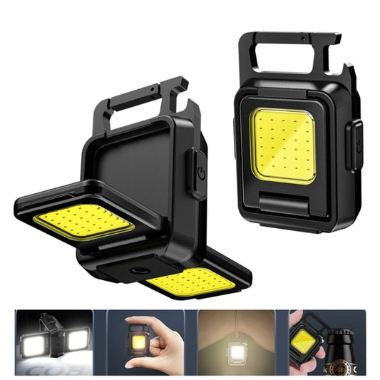 Double Sided COB Flashlight Mini Keychain Light Camping Light, Without Stand, With Stand