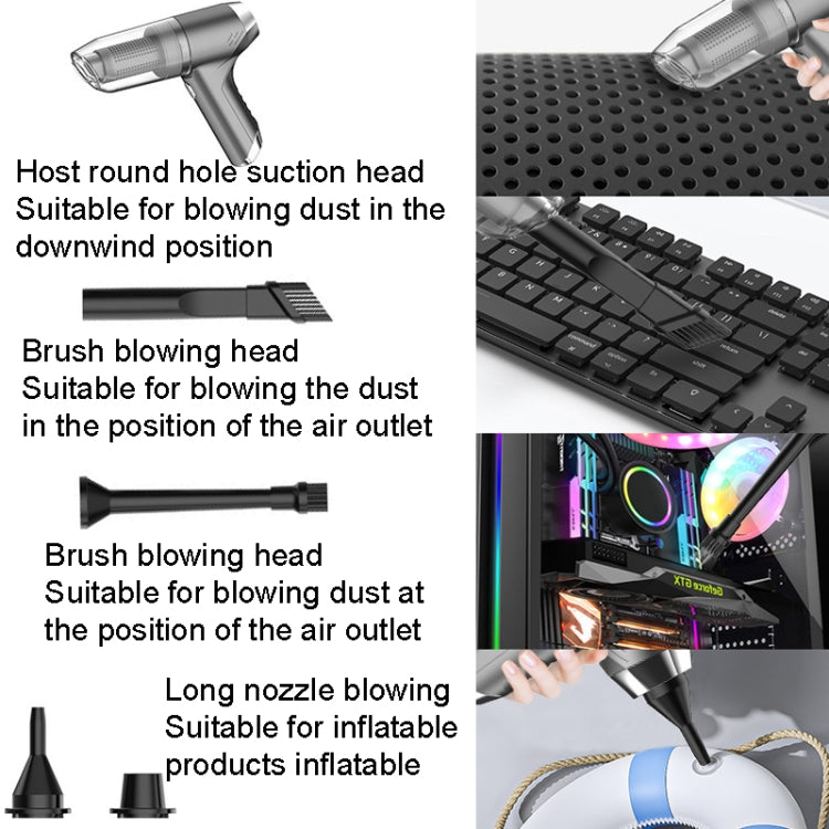 SUITU ST-6671 Wireless Car Vacuum Cleaner Small Handheld Blowing and Suction Dual Use, Style:, Basic Model Black, Basic Model White, Basic Model Black+Floor Brush, Basic Model White+Floor Brush, Brushless Silver Gray, Brushless Dark Green��������������...
