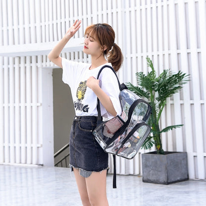 PVC Transparent Waterproof Backpack Student School Bag, Large Purple, Large Light Grey, Large Black, Small Pink, Small Black, Small Gray, Candy Color Black, Candy Color Green, Candy Colo Pink