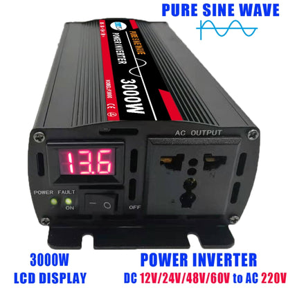High Power Car Sine Wave Inverter Power Converter, 3000W (Actual 500W) 12V to 220V, 3000W (Actual 500W) 24V to 220V, 3000W (Actual 500W) 48V to 220V, 3000W (Actual 500W) 60V to 220V, 4000W (Actual 800W) 12V to 220V, 4000W (Actual 800W) 24V to 220V�����...