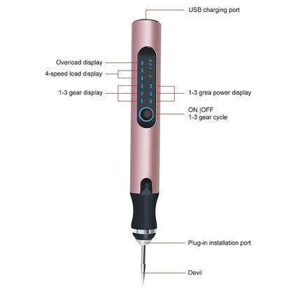 E108 59pcs/set Wireless Portable USB Rechargeable Mini Electric Drill Pen, Silver, Rose Gold