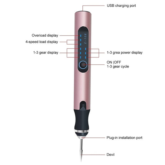 E108 59pcs/set Wireless Portable USB Rechargeable Mini Electric Drill Pen, Silver, Rose Gold
