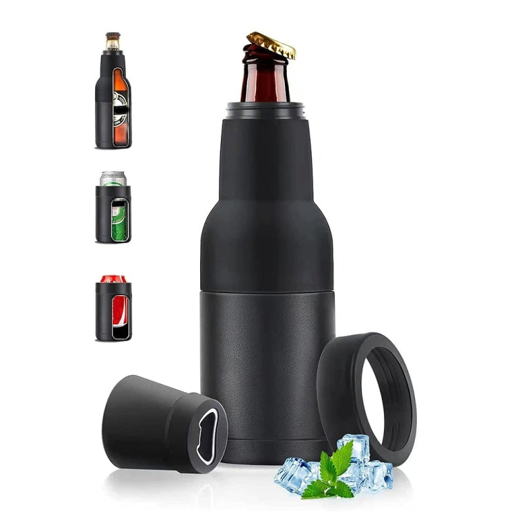 Double Vacuum 12oz Coke Can Insulated Mug 304 Stainless Steel Beer Cooler With Bottle Opener, Black