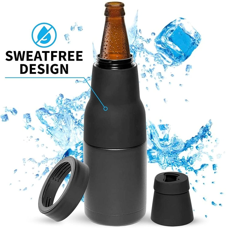 Double Vacuum 12oz Coke Can Insulated Mug 304 Stainless Steel Beer Cooler With Bottle Opener, Black