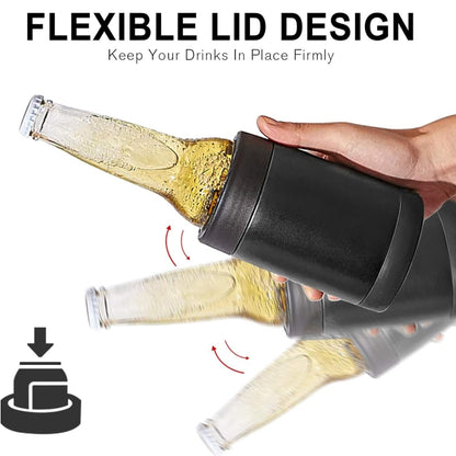 Double Vacuum 12oz Coke Can Insulated Mug 304 Stainless Steel Beer Cooler With Bottle Opener, Black