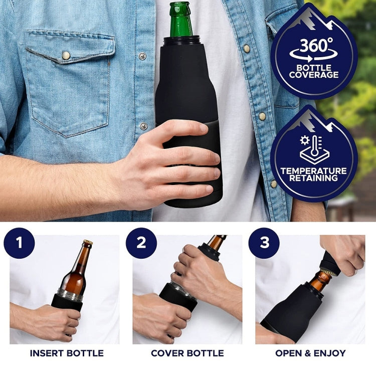 Double Vacuum 12oz Coke Can Insulated Mug 304 Stainless Steel Beer Cooler With Bottle Opener, Black