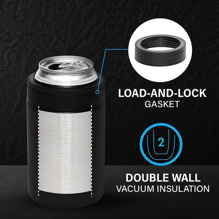 Double Vacuum 12oz Coke Can Insulated Mug 304 Stainless Steel Beer Cooler With Bottle Opener, Black