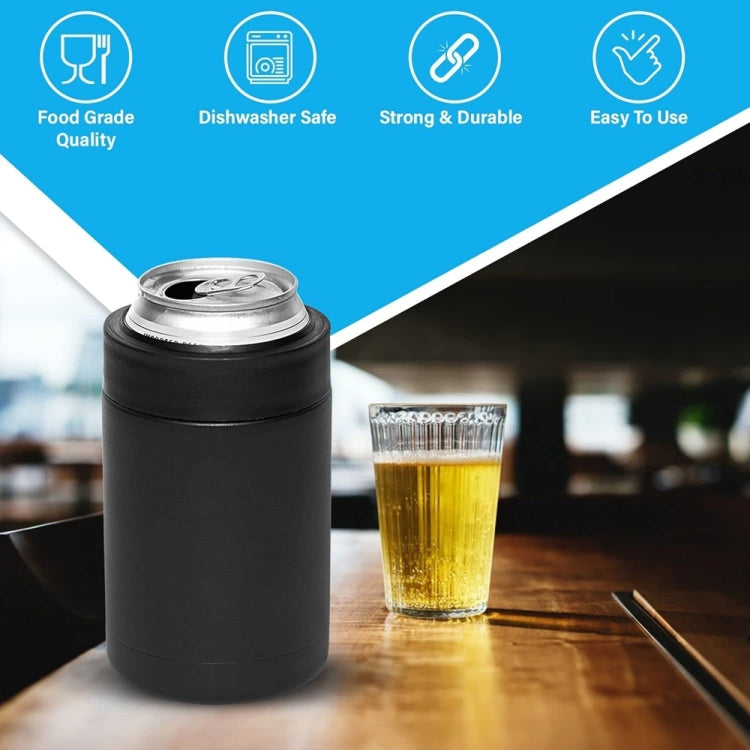 Double Vacuum 12oz Coke Can Insulated Mug 304 Stainless Steel Beer Cooler With Bottle Opener, Black