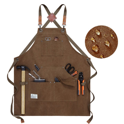 Carpentry Electrician Garden Heavy Canvas Workwear Apron, Black Gray, Black, Army Green, Khaki, Blue, Camel, Belt Black Gray, Belt Black, Belt Army Green, Belt Khaki, Belt Blue, Belt Camel