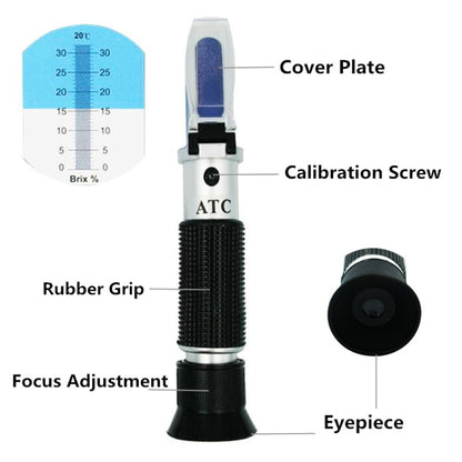 Handheld Refractometer Fruit Sugar Meter Brix Tester 0-32 Measuring Range