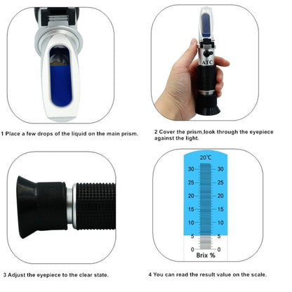 Handheld Refractometer Fruit Sugar Meter Brix Tester 0-32 Measuring Range
